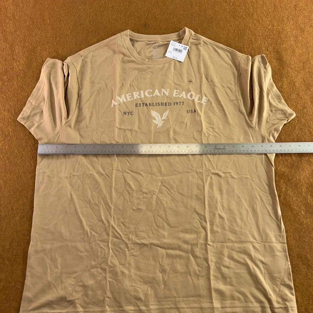 American Eagle Mens XXL Tan Graphic Logo Super Soft T-Shirt NWT